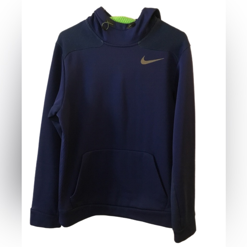 Nike Mens Navy Hoodie with Lime Accent